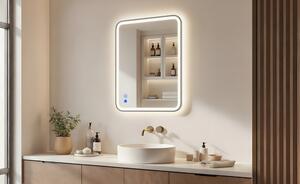 Zaobljeno LED ogledalo s osvjetljenjem - 80x60/100x70/120x70 cm u srebrnom aluminijskom okviru