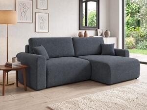 Razvlačiva obostrana sjedeća garnitura u obliku slova L NORDEN PAROS 250x140 cm, tamno siva