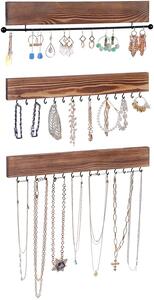 Set 3 drvenih stalaka za nakit, tamnosmeđi, vintage