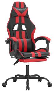 VidaXL Okretna igraća stolica s osloncem crno-crvena od umjetne kože