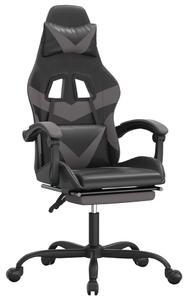 VidaXL Igraća stolica od umjetne kože s osloncem za noge Crna i siva