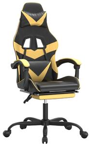 VidaXL Igraća stolica od umjetne kože s osloncem za noge Crna i zlatna