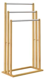 Bambuski stalak za ručnike RUBBY s metalnim šipkama, 46x24x84 cm, smeđa/srebrna Casaria