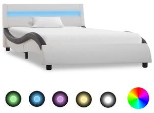 VidaXL Okvir za krevet od umjetne kože LED bijelo-crni 100 x 200 cm