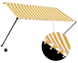 VidaXL Tenda na uvlačenje s LED svjetlima 250 x 150 cm žuto-bijela