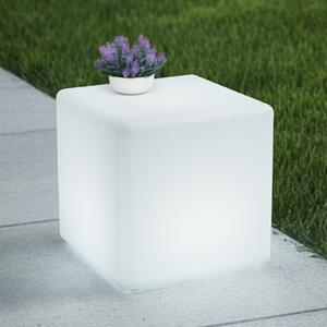 Lindby LED vanjska svjetiljka na baterije Cubara, RGB, kocka, plastika, prigušiva, Bijela, Plastika