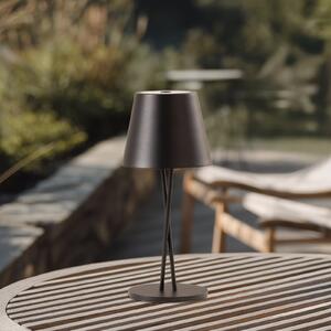 Lindby LED baterijska stolna lampa Janea CROSS, crna, metal, prigušiva, Crno, Metal