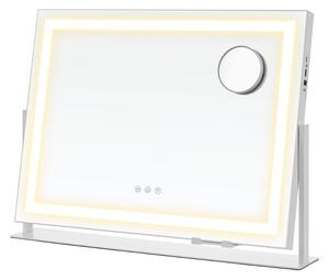 Kozmetičko ogledalo DAHLIA s LED osvjetljenjem, 10x62,5x45,8 cm, bijelo SongmicsHome