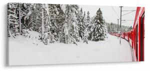 Slika - Vlak u snježnom krajoliku (120x50 cm)