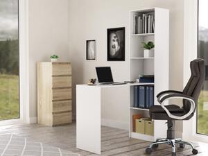 Kombinacija police za knjige i stola Drohmo R50, 50x181,5x125 cm, bijela