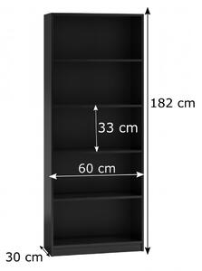 Baltrum R60 regal, 60x182x30 cm, crni