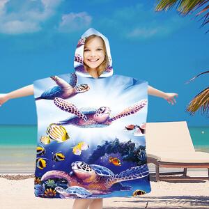 Dječji pončo OCEAN WORLD plavi 60x90 cm