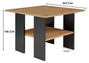 Shannan MIX Moderni stolić za kavu, 45x60x60 cm, hrast-crni