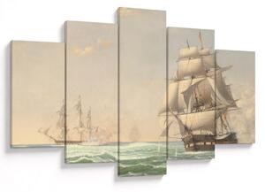 Slika - Fitz Henry Lane, The United States Frigate President Engaging the British Squadron, reprodukcije (150x105 cm)