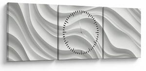 Slika - 3D bijeli valovi (sa satom) (90x30 cm)