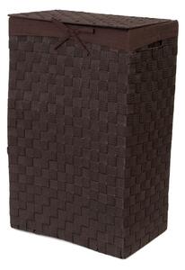 Tamnosmeđa košara za rublje s poklopcem Compactor Košara za rublje Linen, visina 60 cm