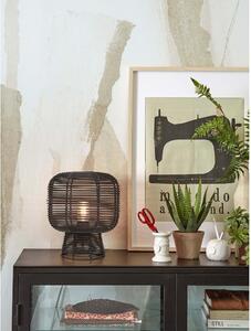 Crna stolna lampa sa sjenilom od ratana (visina 30 cm) Tanami – Good&Mojo