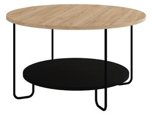 Crni/u prirodnoj boji okrugao stolić za kavu s pločom stola u dekoru hrasta ø 80 cm Tonka – Marckeric