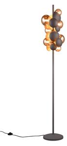 Siva/u zlatnoj boji stojeća svjetiljka sa staklenim sjenilom (visina 155 cm) Bubble – Trio Select