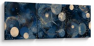 Slika - Plavo-zlatni prsteni (sa satom) (90x30 cm)