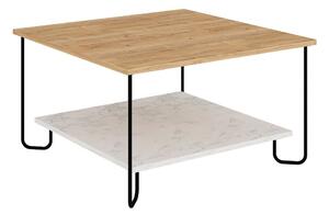 Bijeli/u prirodnoj boji stolić za kavu s pločom stola u dekoru hrasta 80x80 cm Tonka – Marckeric