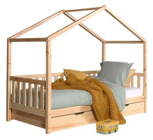 Dječji krevet od masivnog bora u obliku kućice/s dodatnim ležajem s prostorom za pohranu 90x200 cm u prirodnoj boji DALLAS – Vipack
