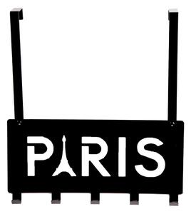 Crna metalna vješalica za vrata 30 cm Paris – Compactor