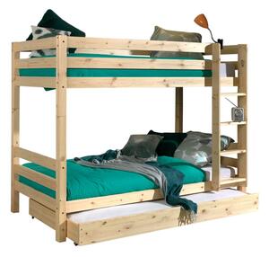 Dječji krevet od masivnog bora na kat s prostorom za pohranu u prirodnoj boji PINO – Vipack