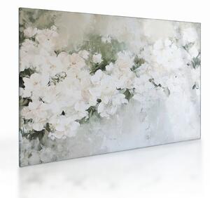 Staklena slika - Apstrakcija bijelog cvijeća (70x50 cm)
