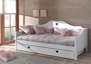 Bijeli dječji krevet od masivnog bora s dodatnim ležajem s prostorom za pohranu 90x200 cm AMORI – Vipack