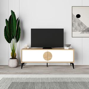 Bijela/u prirodnoj boji TV komoda u dekoru hrasta 140x51 cm Vae – Marckeric