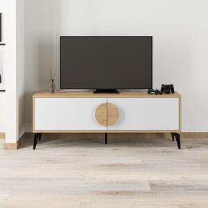 Bijela/u prirodnoj boji TV komoda u dekoru hrasta 140x51 cm Vae – Marckeric