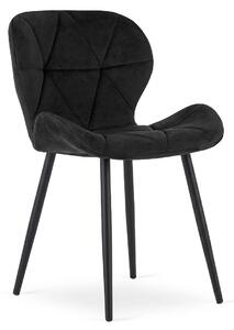 Blagovaonska stolica MANGO VELVET s crnim nogama, crna