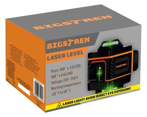 BIGSTREN 4D laserska libela 16 linija 360° – zeleni laser, samonivelirajuća, IP54