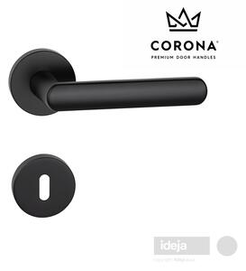 Kvaka Corona® Icona R slim crna mat <span>okrugla rozeta na ključ, cilindar ili wc</span> Ključ