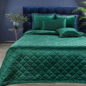 Prekrivač za krevet od sjajnog baršuna tamnozelene boje Širina: 220 cm | Duljina: 240 cm