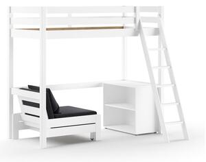 Bijeli podignuti dječji krevet od masivnog bora s prostorom za pohranu 90x200 cm PINO – Vipack