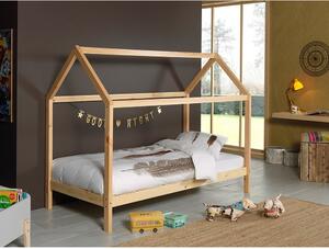 Dječji krevet od masivnog bora u obliku kućice 90x200 cm u prirodnoj boji DALLAS – Vipack