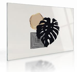 Staklena slika - Apstrakcija s tropskim lišćem N⁰2 (70x50 cm)