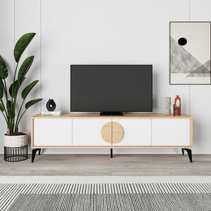 Bijela/u prirodnoj boji TV komoda u dekoru hrasta 180x51 cm Vae – Marckeric