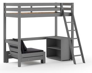 Sivi podignuti dječji krevet od masivnog bora s prostorom za pohranu 90x200 cm PINO – Vipack