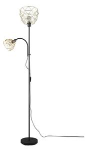 Crna/u zlatnoj boji stojeća svjetiljka s metalnim sjenilom (visina 180 cm) Haval – Trio