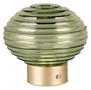 Zelena/u zlatnoj boji LED stolna lampa s mogućnosti zatamnjivanja sa staklenim sjenilom (visina 14,5 cm) Earl – Trio