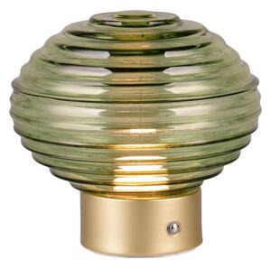 Zelena/u zlatnoj boji LED stolna lampa s mogućnosti zatamnjivanja sa staklenim sjenilom (visina 14,5 cm) Earl – Trio