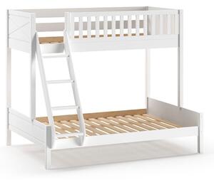 Bijeli dječji krevet od masivnog bora na kat s prostorom za pohranu 140x200/90x200 cm SCOTT – Vipack