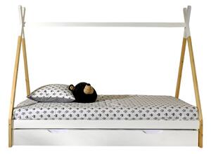 Bijeli/u prirodnoj boji dječji krevet od masivnog bora u obliku kućice s prostorom za pohranu 90x200 cm TIPI – Vipack