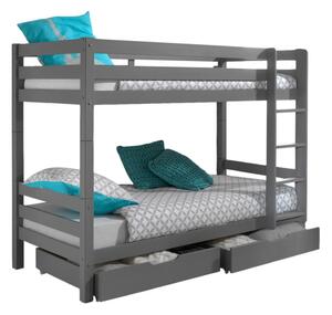 Sivi dječji krevet od masivnog bora na kat s prostorom za pohranu PINO – Vipack