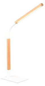 Bijela/u prirodnoj boji LED stolna lampa s mogućnosti zatamnjivanja s drvenim sjenilom (visina 73,5 cm) Norris – Trio