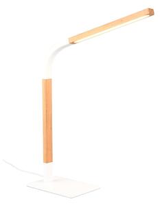 Bijela/u prirodnoj boji LED stolna lampa s mogućnosti zatamnjivanja s drvenim sjenilom (visina 73,5 cm) Norris – Trio