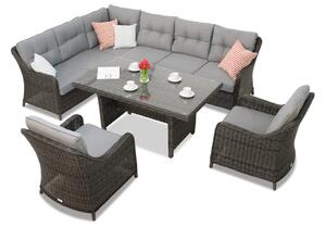 Garnitura od tehnoratana Toledo Comida 7 antracit Garden Point
